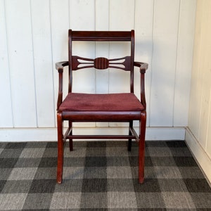 Arm Chair English Regency Style Mahogany Slat Back Dining Chair or Bedroom Boudoir Chair