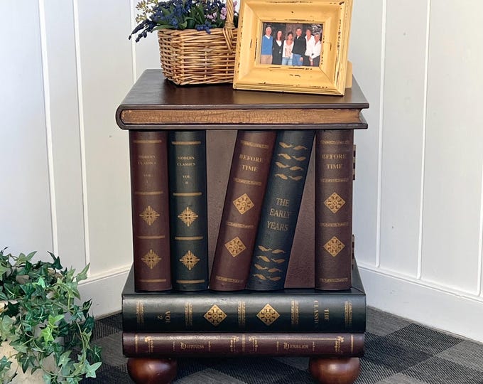 Library Book End Table With Cabinet and One Drawer ~ Accent Side Table ...