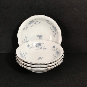4 Fruit/Dessert (Sauce) Bowls Johann Haviland Bavaria Germany China Blue Garland Pattern 5 1/8&quot; wide x 1 1/8&quot; high in