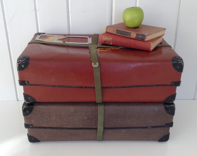 Antique Shipping Box Fiberboard Mailing Box Vintage Suitcase Fiberboard Crate Industrial Storage