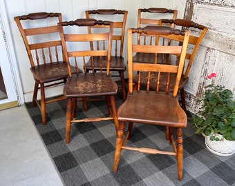 6 Hitchcock Colonial Style Chairs Hand Made Antique Kitchen Dining Room Chairs All are Slightly Different