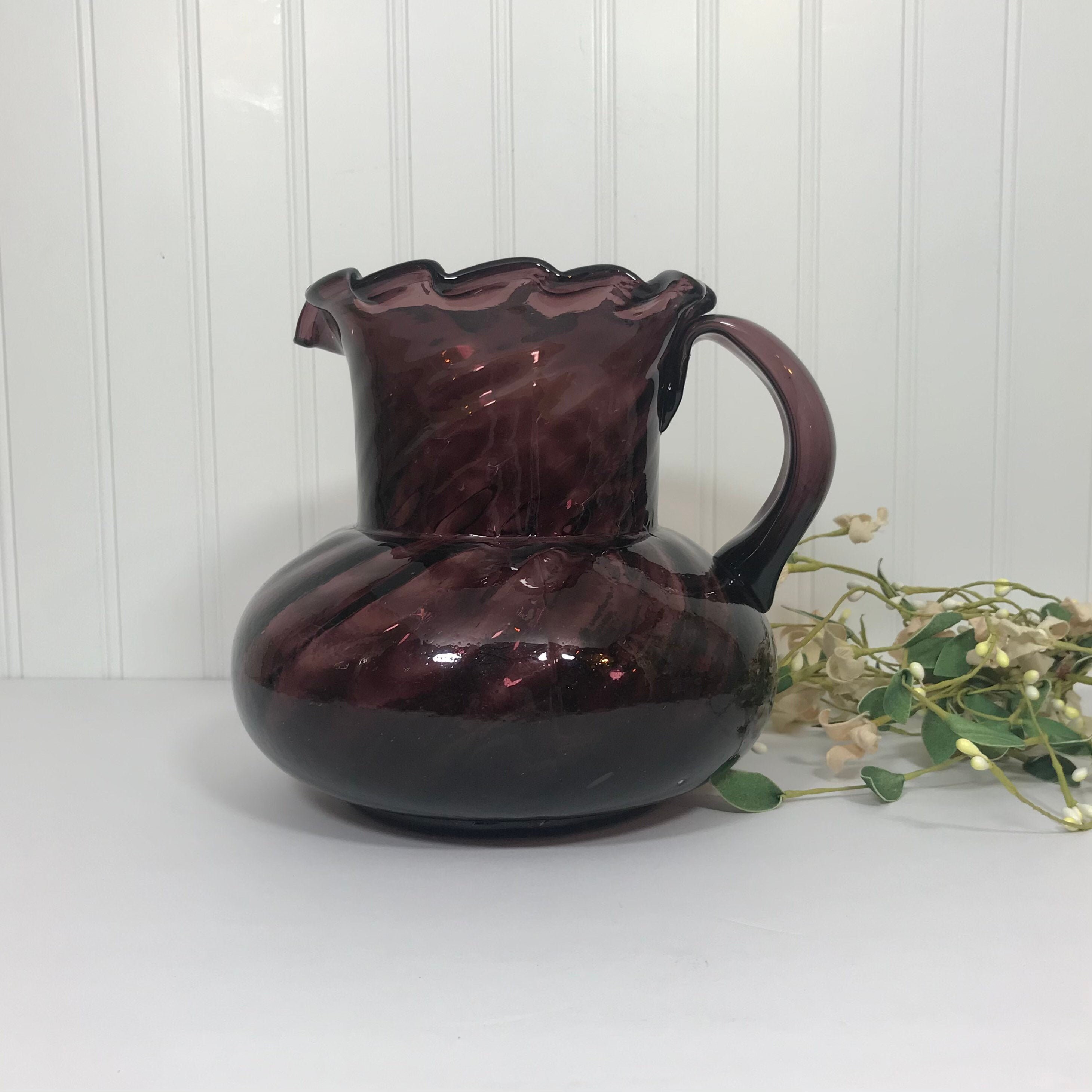 Vintage Blenko Glass Purple Amethyst Swirl Pitcher / Vase Etsy UK