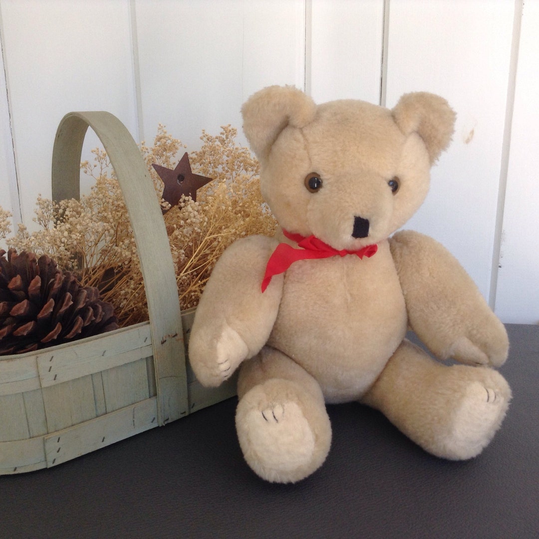 Vintage Tan Jointed Stuffed Teddy Bear Made in China for