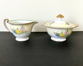 Vintage Sugar and Creamer China, Made in Japan, Floral Sugar and Creamer.... Unknown Pattern??? Yellow Dishes