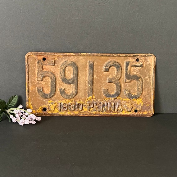 Rusty 1930 Penna Pennsylvania License Plate Pa Antique Vintage Tag