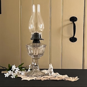 Clear Glass Oil Lamp - 18&quot; Tall with Chimney