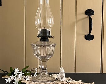 Clear Glass Oil Lamp - 18&quot; Tall with Chimney