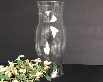 11 1/2&quot; Tall Clear Glass Open Ended Hurricane Candle Holder Covers Chimney Shade Center Piece Candle Decor 4 3/4&quot; at opening - 5 1/2&quot; wide