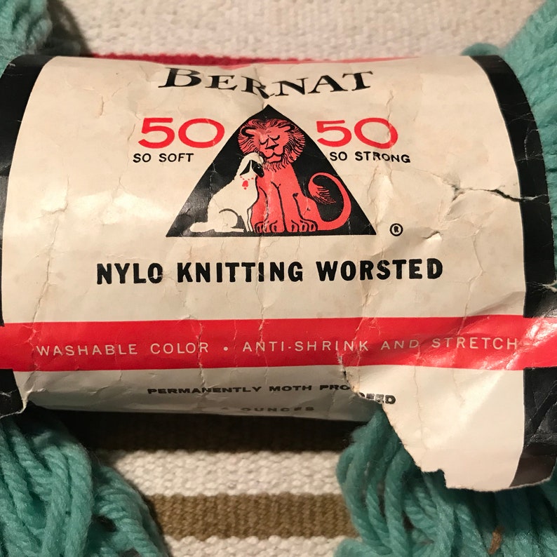 1 Skein of Bernat Nylo Knitting Worsted 50 Percent Wool Worsted 50 Percent Dupont Crimpset Nylon