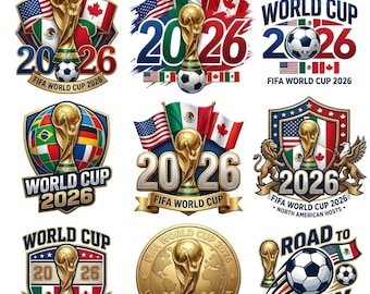 World Cup 2026 PNG Bundle, Soccer Trophy Sublimation Design, Football Clipart, T Shirt Graphic, Sports Fan Digital Download