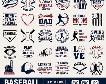Baseball png Bundle, Custom Player Name Designs, Baseball Shirt SVG, Team Logo Cricut Files, png,svg,jpg Sports Cut Files