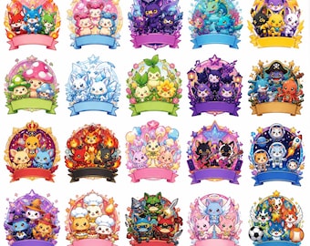 Cute Fantasy Animal Cake Topper Bundle | 20+ Editable PNG | Birthday Cake & Cupcake Toppers | Kids Party Decorations