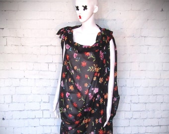 OUTSIDER Kess dress in sheer floral on black