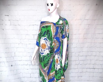 FRAMED Kaftan dress in Moroccan style print stretch jersey