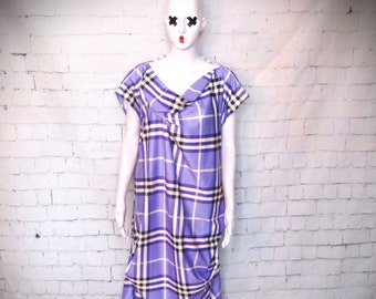 INSTINCT dress in lilac tartan jersey