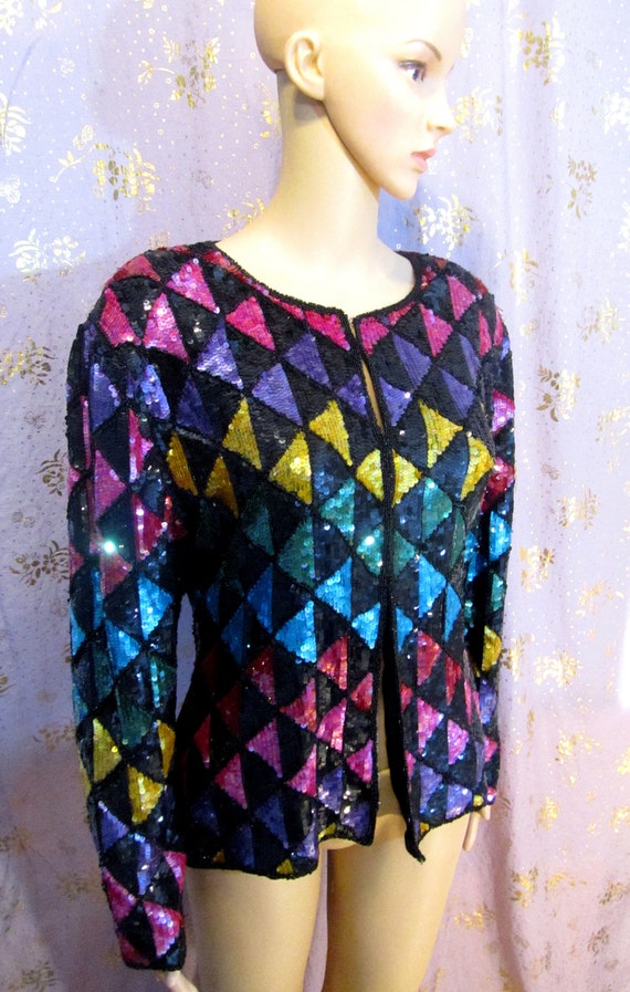VINTAGE 1980s Sequin 'Harlequin' Jacket