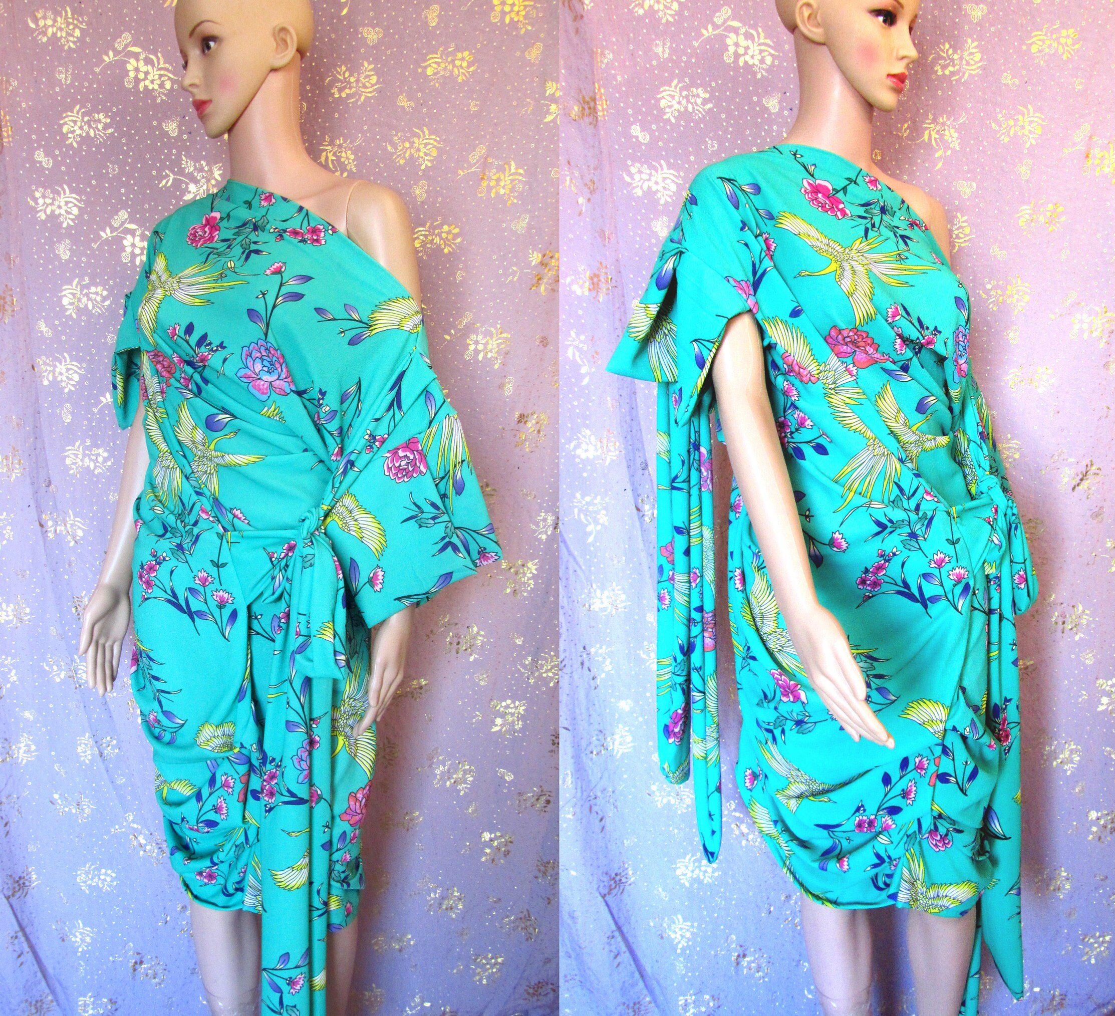 Image of Burbo Deluxe Mirror Dress With Pleated Short Kimono Sleeve