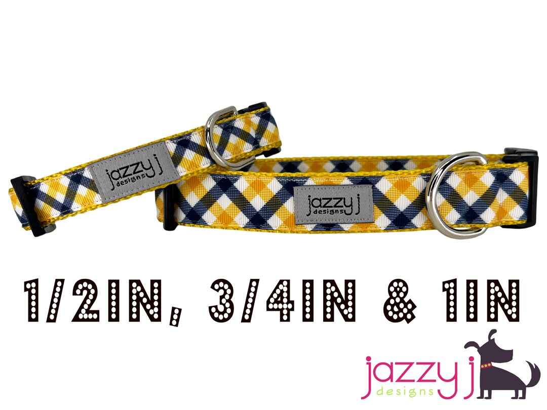 WVU Plaid on Gold Dog Collar Etsy