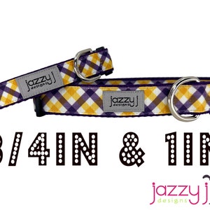 LSU Plaid on Purple Dog Collar