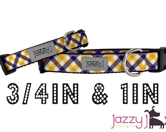 LSU Plaid on Purple Dog Collar