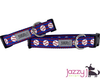 Chevron Baseballs Dog Collar