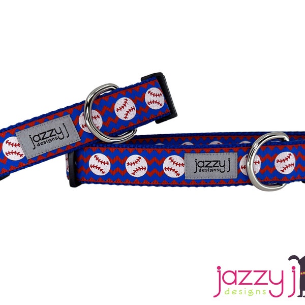 Chevron Baseballs Dog Collar