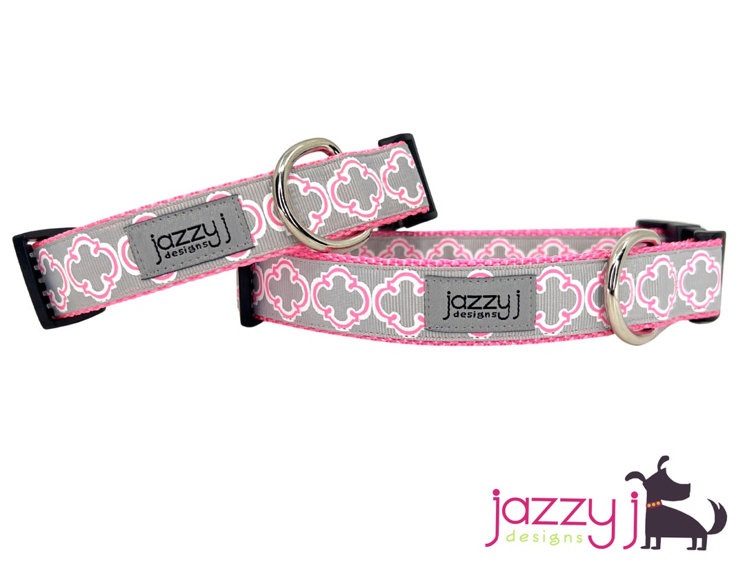 Grey and Pink Bristol Tile Dog Collar Etsy