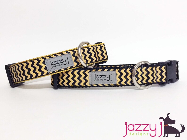 Black & Gold Chevron Dog Collar New Orleans Saints Etsy