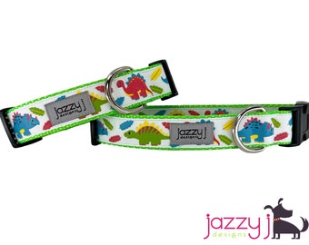 Dynamic Dinosaur (White) Dog Collar