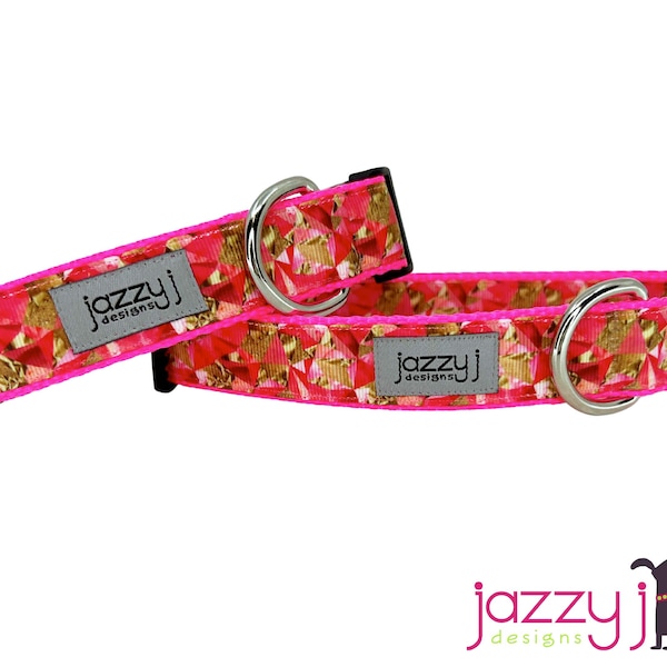 Glamour Girl Pink and Gold Dog Collar