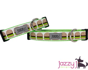 White Hamburger Dog Collar