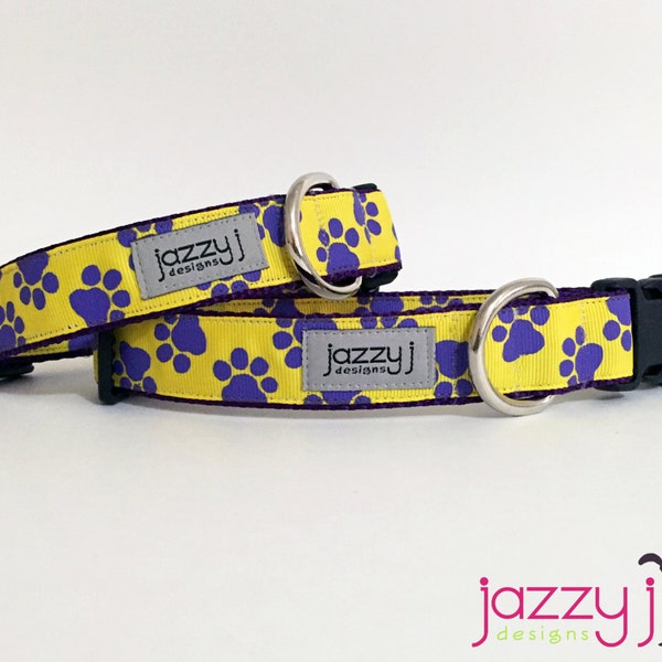 LSU Louisiana State Football Dog Collar - Paw Print