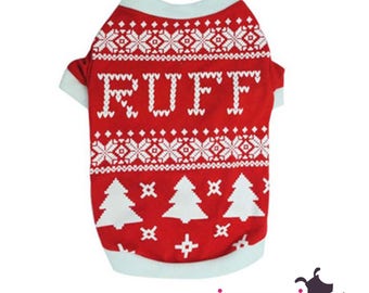 RUFF Tacky Sweater Print Christmas Dog Shirt