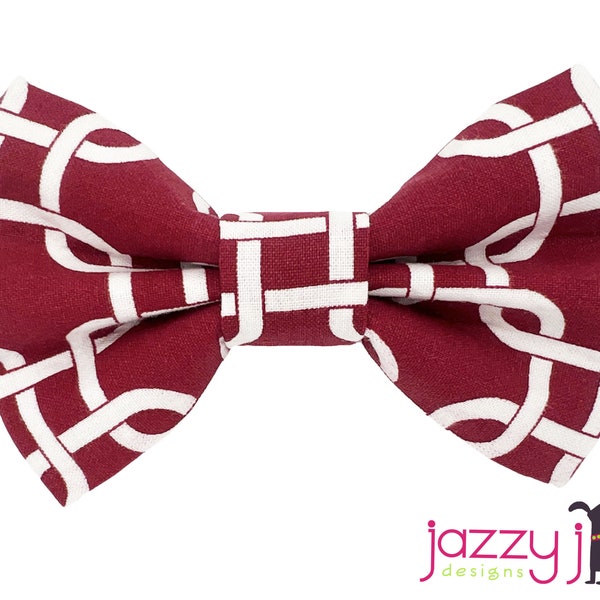 Cranberry Maroon Chainlink Dog Bow Tie