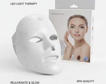 Maschera facciale a LED con 7 colori per terapia della luce e cura della pelle.