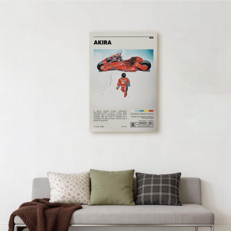 Akira 1988 Anime Poster | Katsuhiro Otomo Cyberpunk Print | Canvas Wall ...