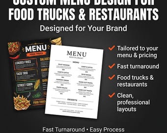 Custom Food Truck Restaurant Menu Design (Canva Digital)