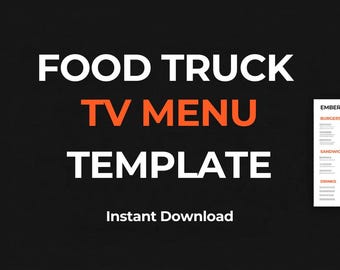 Food Truck TV Menu Canva Board | Digital Screen Design for Restaurants | Instant Download