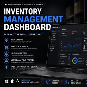 Inventory Management App | Stock Tracker Dashboard | Small Business Inventory System | Interactive Digital Download