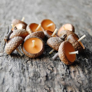 Acorn Cap Candle, Eco Friendly Floating Cinnamon Scented Candles, Holiday Ornaments, Autumn Candles, Christmas Gift, Hygge Home Decor image 1