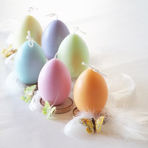 Easter Egg Candles Set of Six Pastel Colors, Easter Table Decorations, Cute Easter Gift image 1