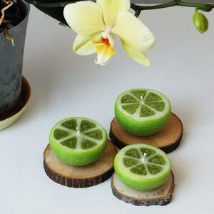 Lime Candles Set of 2, Looks Like Real Two Pieces of Lime, Fruit Candles, Fake Food, Funny Home Decor, Funny Fruit Gift, Citrus Candles image 9