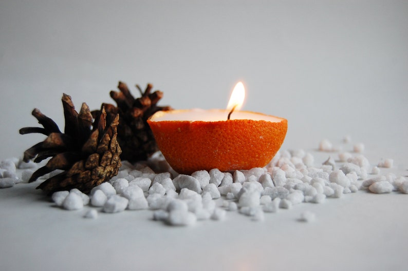 Pure Orange Peel Filled By Vanilla Scented Vegetable Wax, Scented Candle, Eco Friendly Gift, Hygge Home Decor, Holiday Ornaments image 2