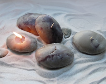 Hand Formed Beach Stone Candle Individually Out Of Wax, Pebble Candle, Rock Candle, Beach Wedding Favor