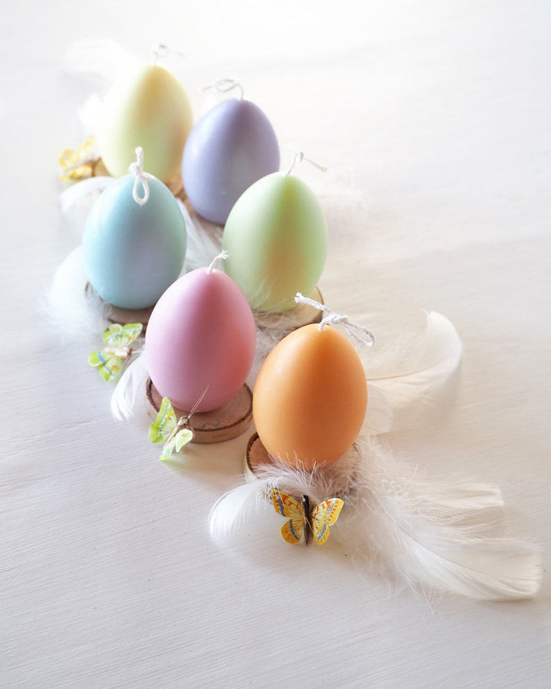 Easter Egg Candles Set of Six Pastel Colors, Easter Table Decorations, Cute Easter Gift image 4