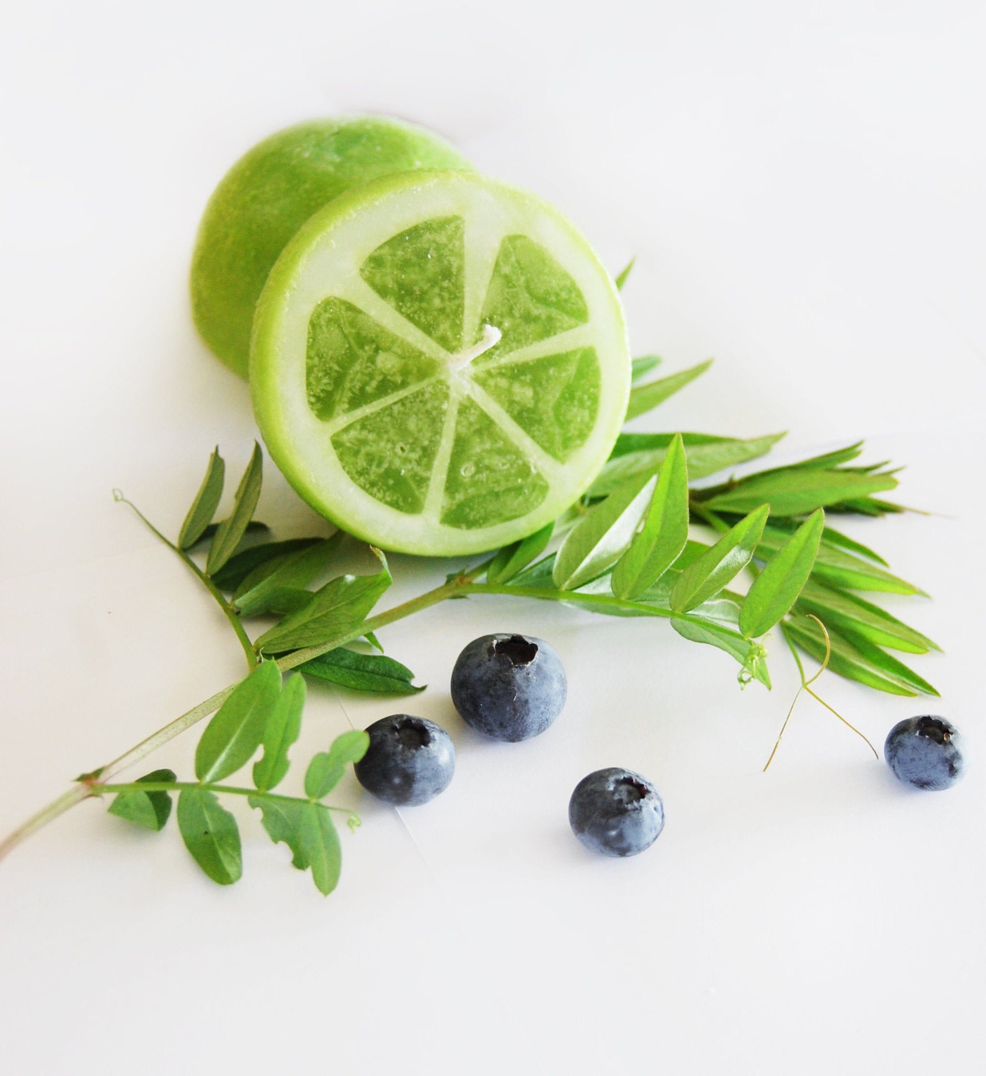 Lime Candles Ensemble de 2, Ressemble à Deux Vrais Morceaux Lime, Bougies Aux Fruits, Fake Food, Déc