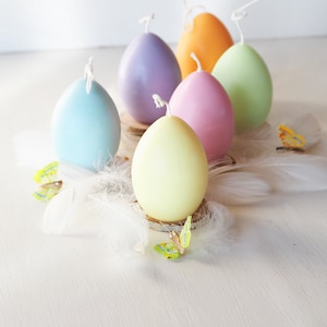 Easter Egg Candles Set of Six Pastel Colors, Easter Table Decorations, Cute Easter Gift image 2