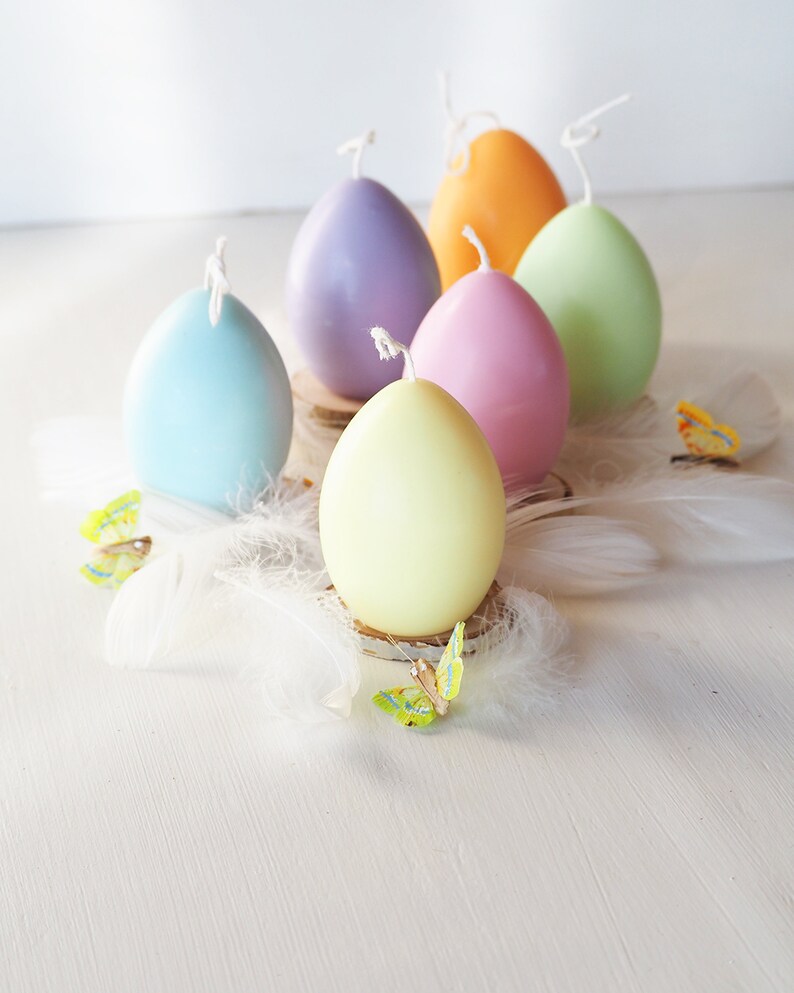 Easter Egg Candles Set of Six Pastel Colors, Easter Table Decorations, Cute Easter Gift image 2