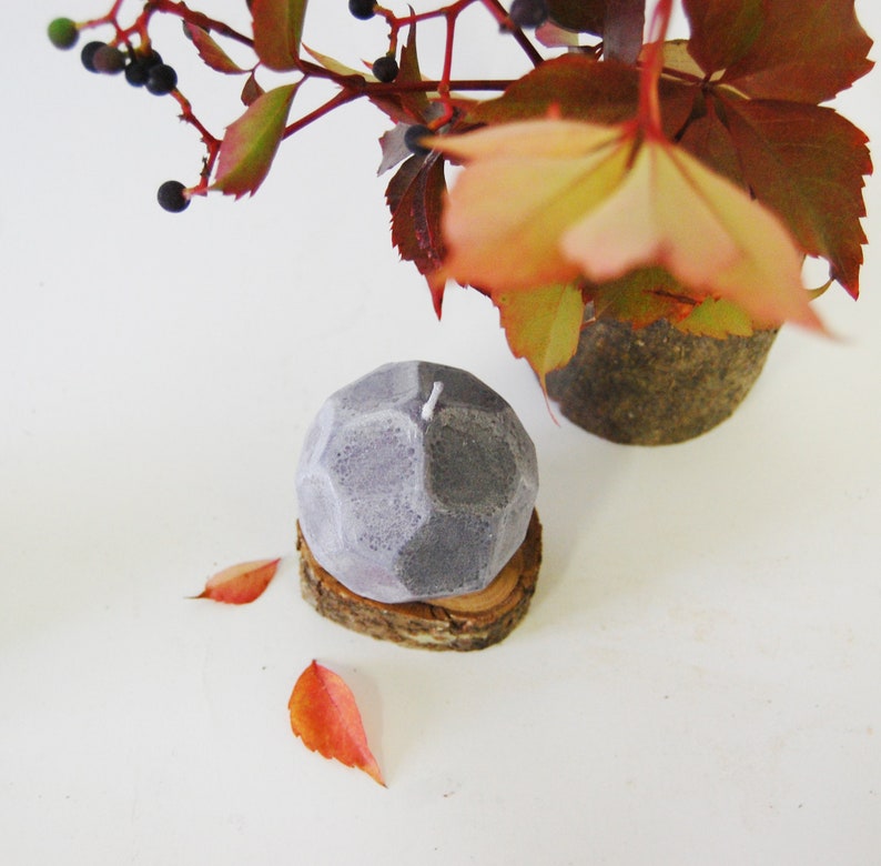 Faceted Concrete Candle, Urban Home Decor, Modern Wedding Favors, Hygge Home Decor, Cozy Gift for Mom image 1