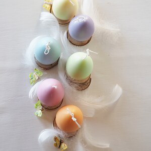 Easter Egg Candles Set of Six Pastel Colors, Easter Table Decorations, Cute Easter Gift image 5